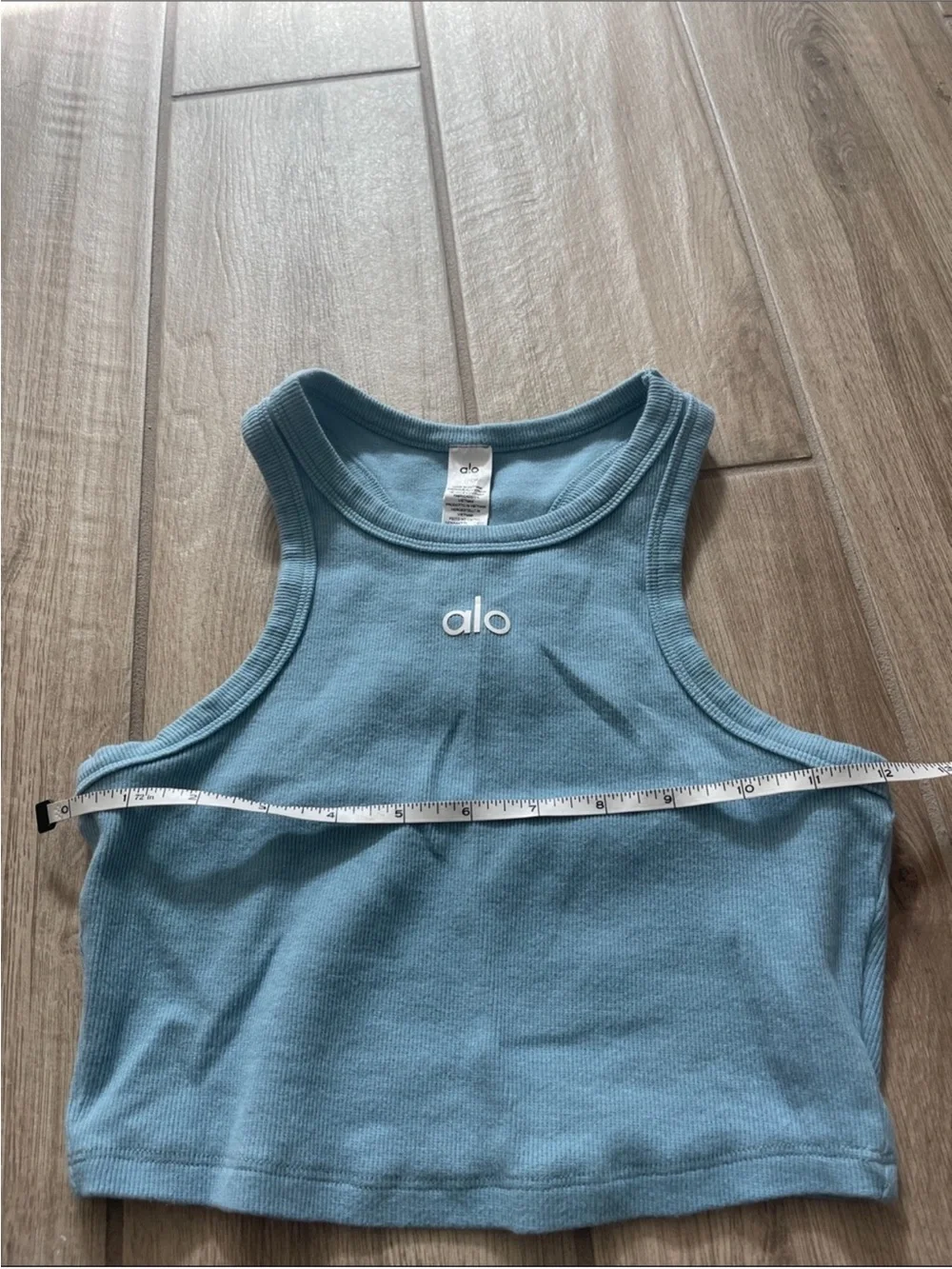Alo Yoga Aspire Cropped Ribbed Tank Top Celestial Blue Sz S (4-6) W2675RG